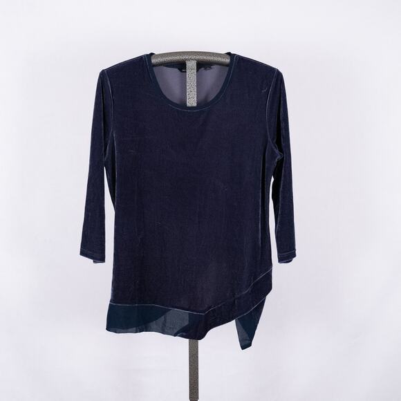 Halston Velvety Velour Asymmetric Top Sheer Hem MEDIUM Fairy Holiday Event Glam - Picture 1 of 6